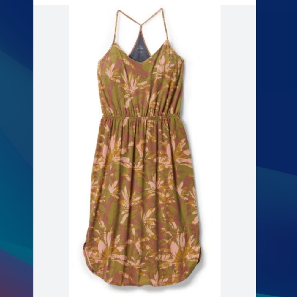 PrAna (Size M) Multicolor Botanical Racerback Athleisure Outdoor Ayla Midi Dress